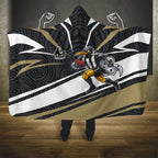 Collingwood Magpies Australian Football Hooded Blanket Iconic Bird Mascot With Indigenous Pattern Art