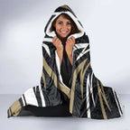 Collingwood Magpies Australian Football Hooded Blanket Iconic Bird Mascot With Indigenous Pattern Art