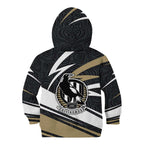 Collingwood Magpies Australian Football Kid Hoodie Iconic Bird Mascot With Indigenous Pattern Art