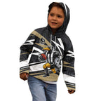 Collingwood Magpies Australian Football Kid Hoodie Iconic Bird Mascot With Indigenous Pattern Art