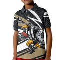 Collingwood Magpies Australian Football Kid Polo Shirt Iconic Bird Mascot With Indigenous Pattern Art