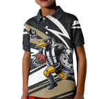 Collingwood Magpies Australian Football Kid Polo Shirt Iconic Bird Mascot With Indigenous Pattern Art