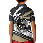 Collingwood Magpies Australian Football Kid Polo Shirt Iconic Bird Mascot With Indigenous Pattern Art
