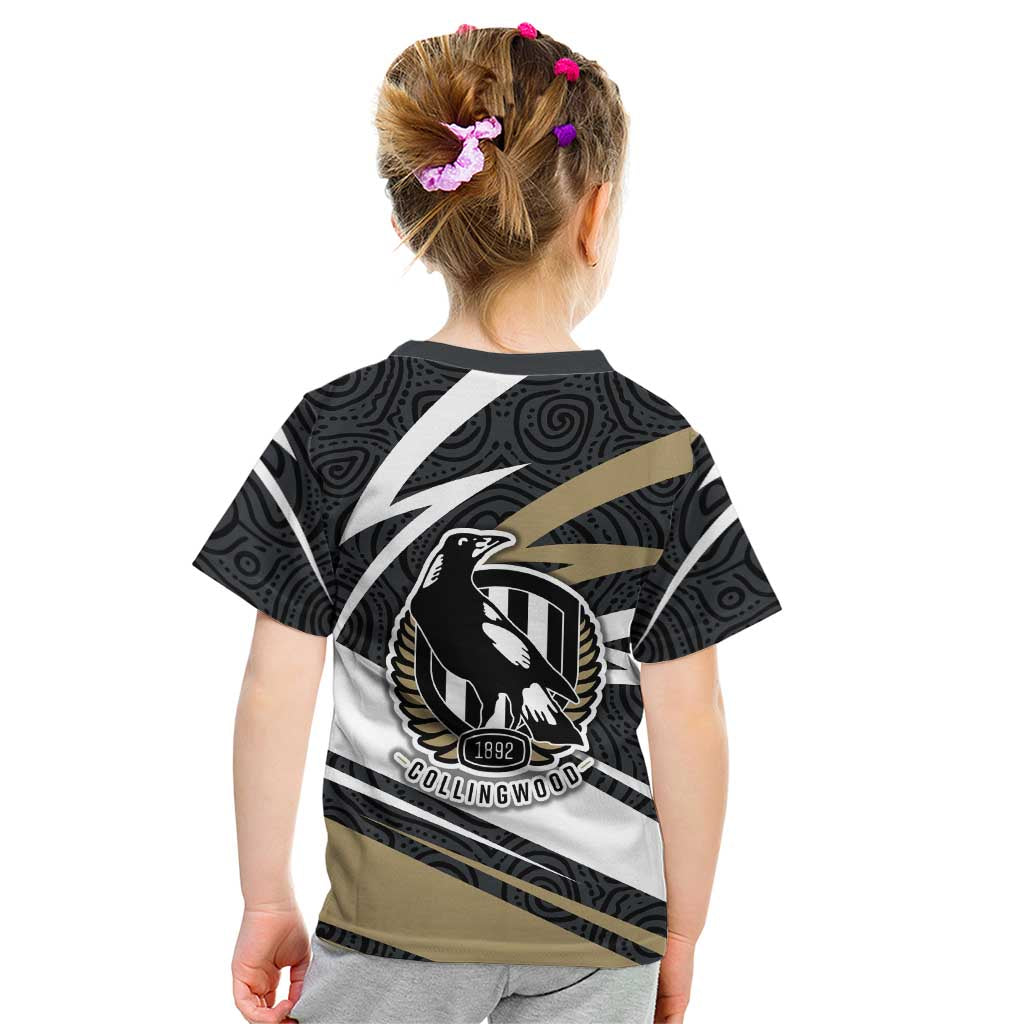 Collingwood Magpies Australian Football Kid T Shirt Iconic Bird Mascot With Indigenous Pattern Art