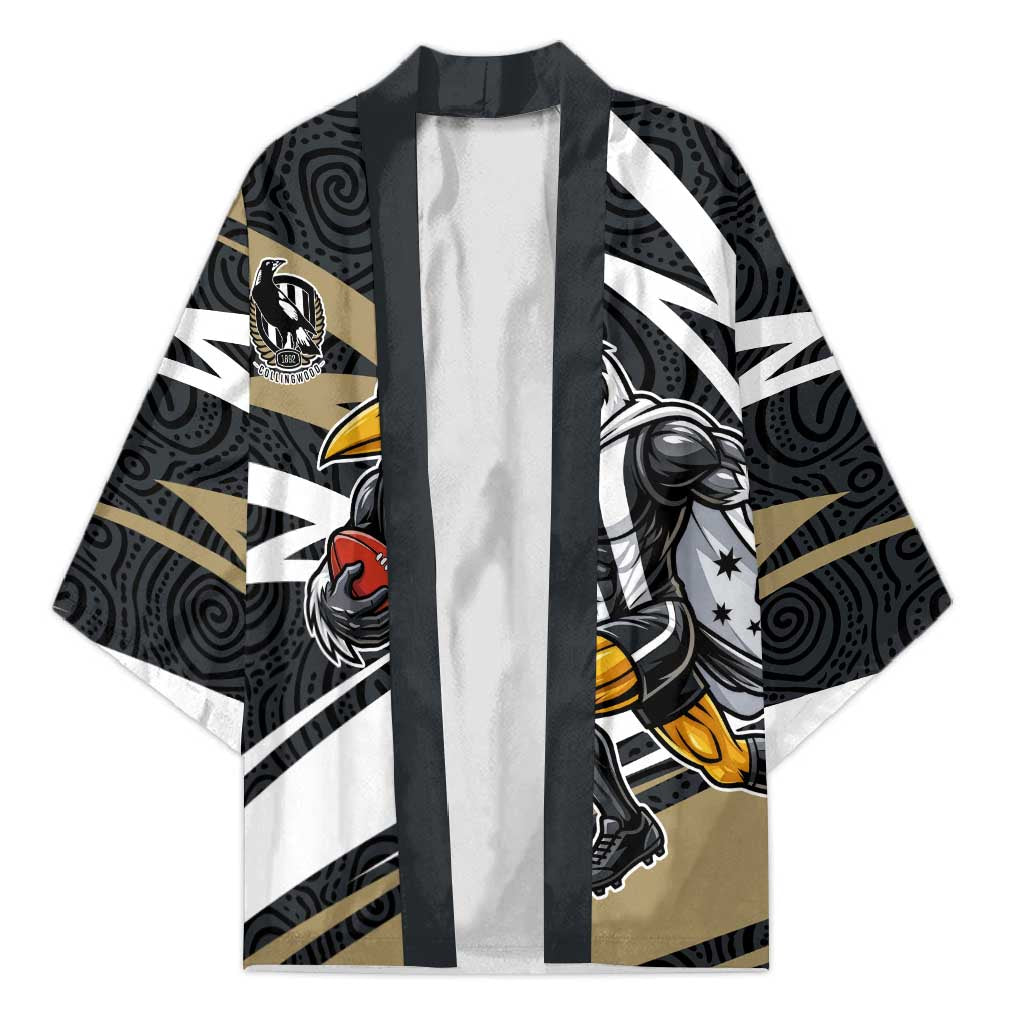 Collingwood Magpies Australian Football Kimono Iconic Bird Mascot With Indigenous Pattern Art