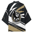 Collingwood Magpies Australian Football Kimono Iconic Bird Mascot With Indigenous Pattern Art
