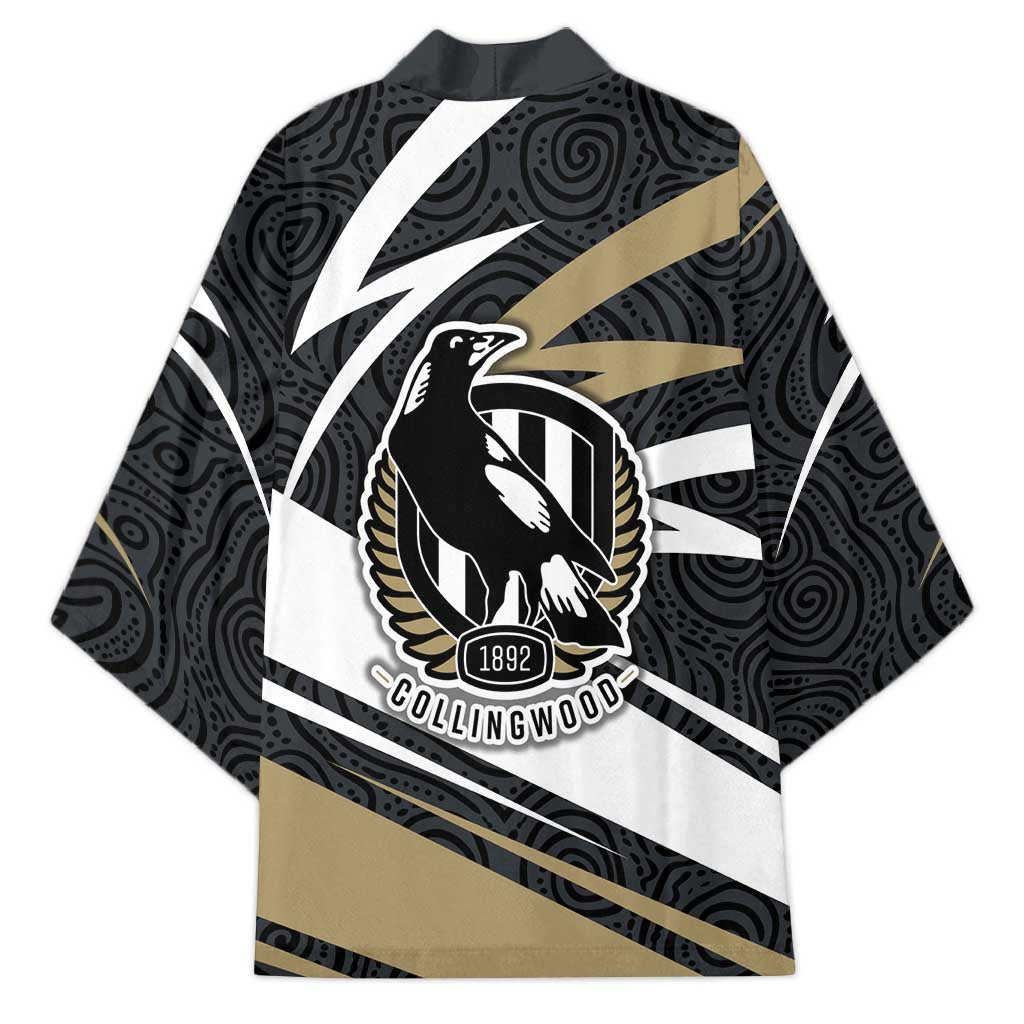 Collingwood Magpies Australian Football Kimono Iconic Bird Mascot With Indigenous Pattern Art