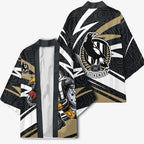 Collingwood Magpies Australian Football Kimono Iconic Bird Mascot With Indigenous Pattern Art