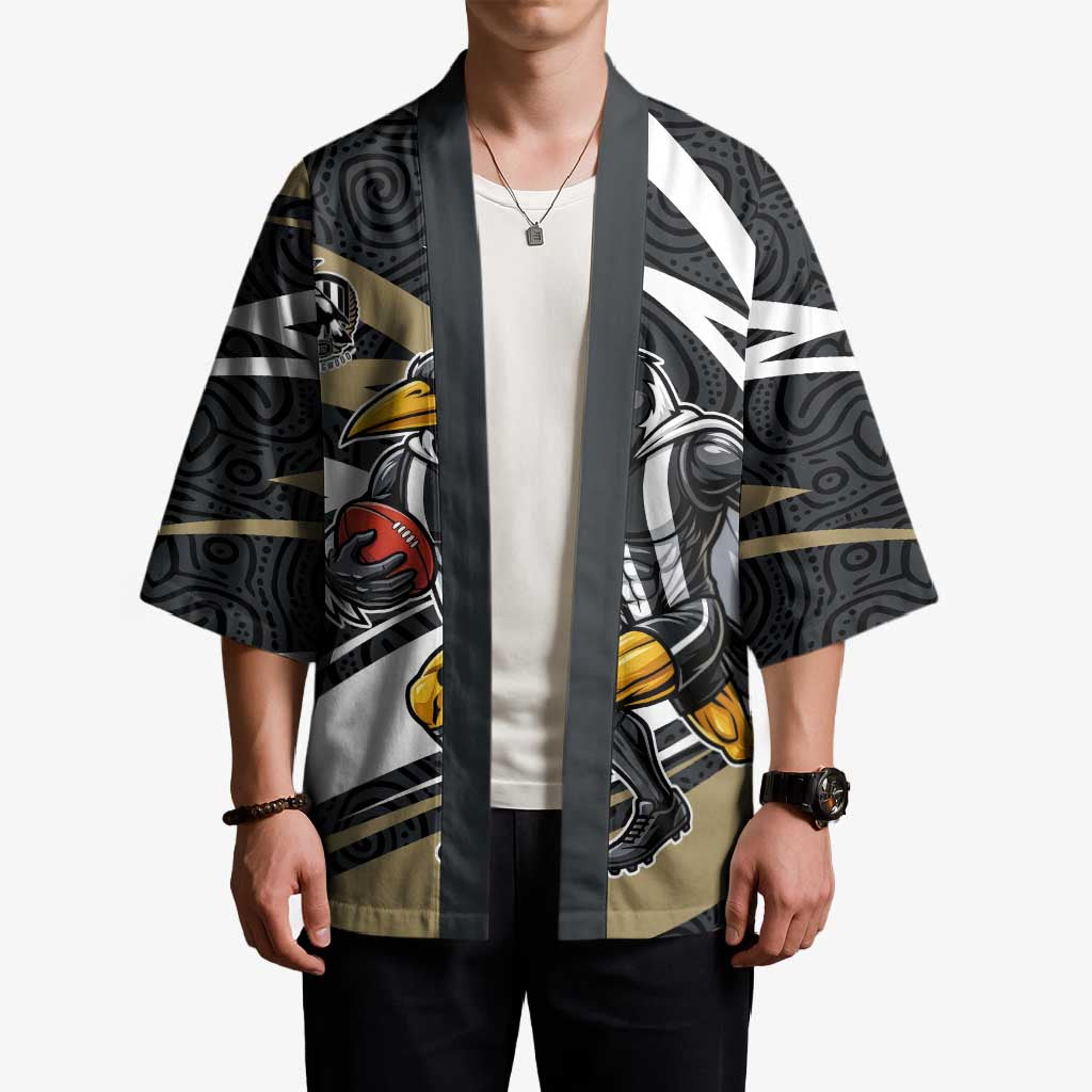 Collingwood Magpies Australian Football Kimono Iconic Bird Mascot With Indigenous Pattern Art