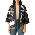 Collingwood Magpies Australian Football Kimono Iconic Bird Mascot With Indigenous Pattern Art