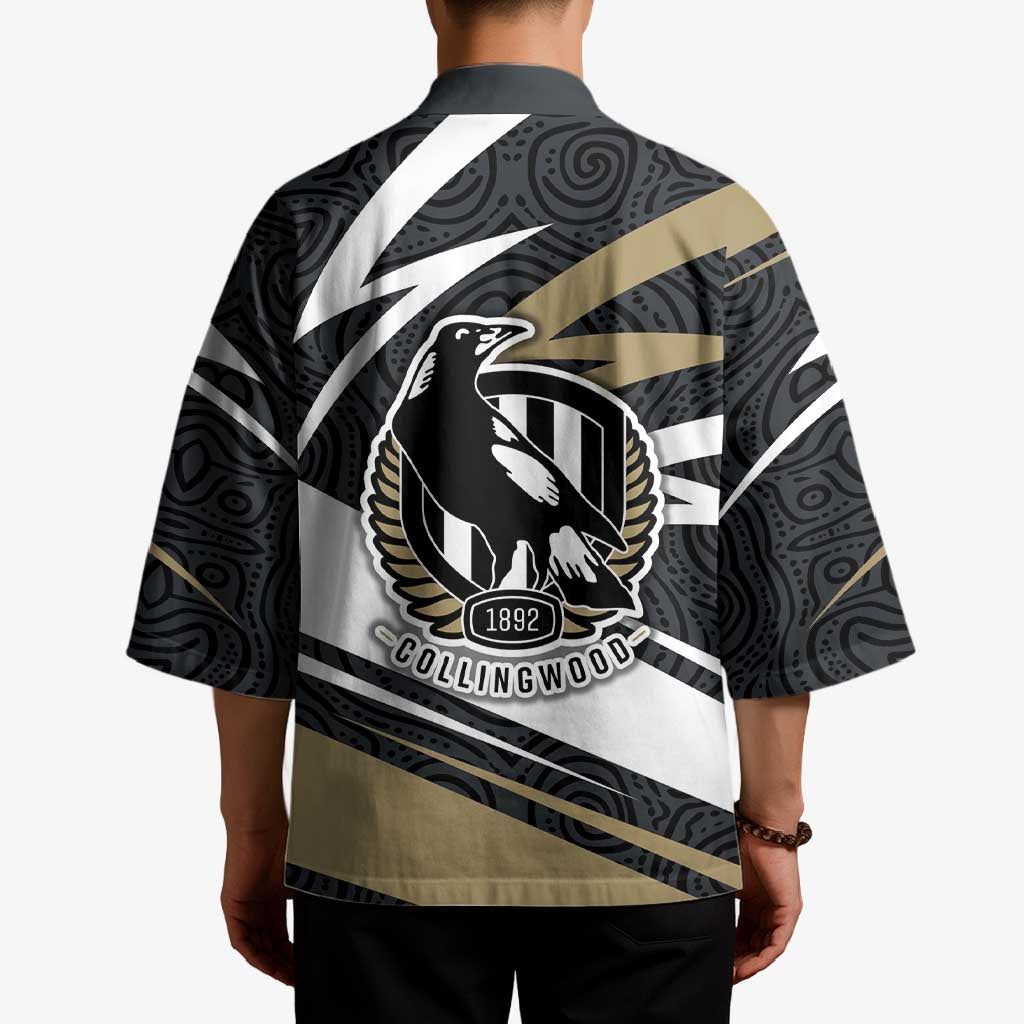 Collingwood Magpies Australian Football Kimono Iconic Bird Mascot With Indigenous Pattern Art