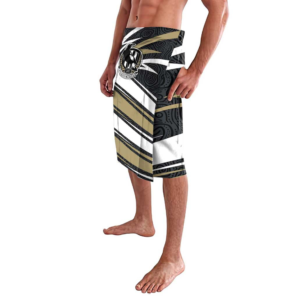Collingwood Magpies Australian Football Lavalava Iconic Bird Mascot With Indigenous Pattern Art