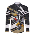 Collingwood Magpies Australian Football Long Sleeve Button Shirt Iconic Bird Mascot With Indigenous Pattern Art