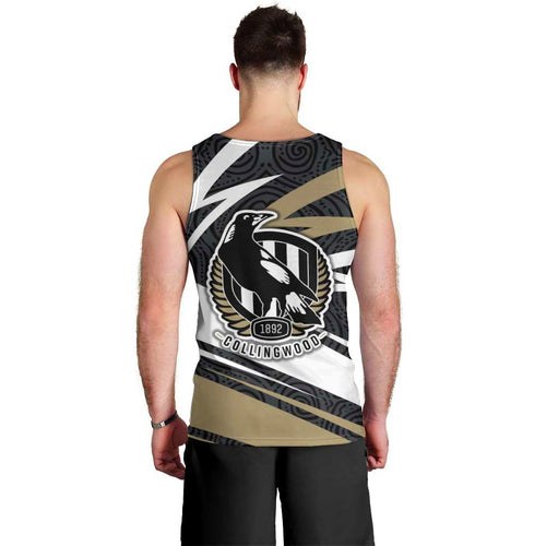 Collingwood Magpies Australian Football Men Tank Top Iconic Bird Mascot With Indigenous Pattern Art