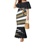 Collingwood Magpies Australian Football Mermaid Dress Iconic Bird Mascot With Indigenous Pattern Art