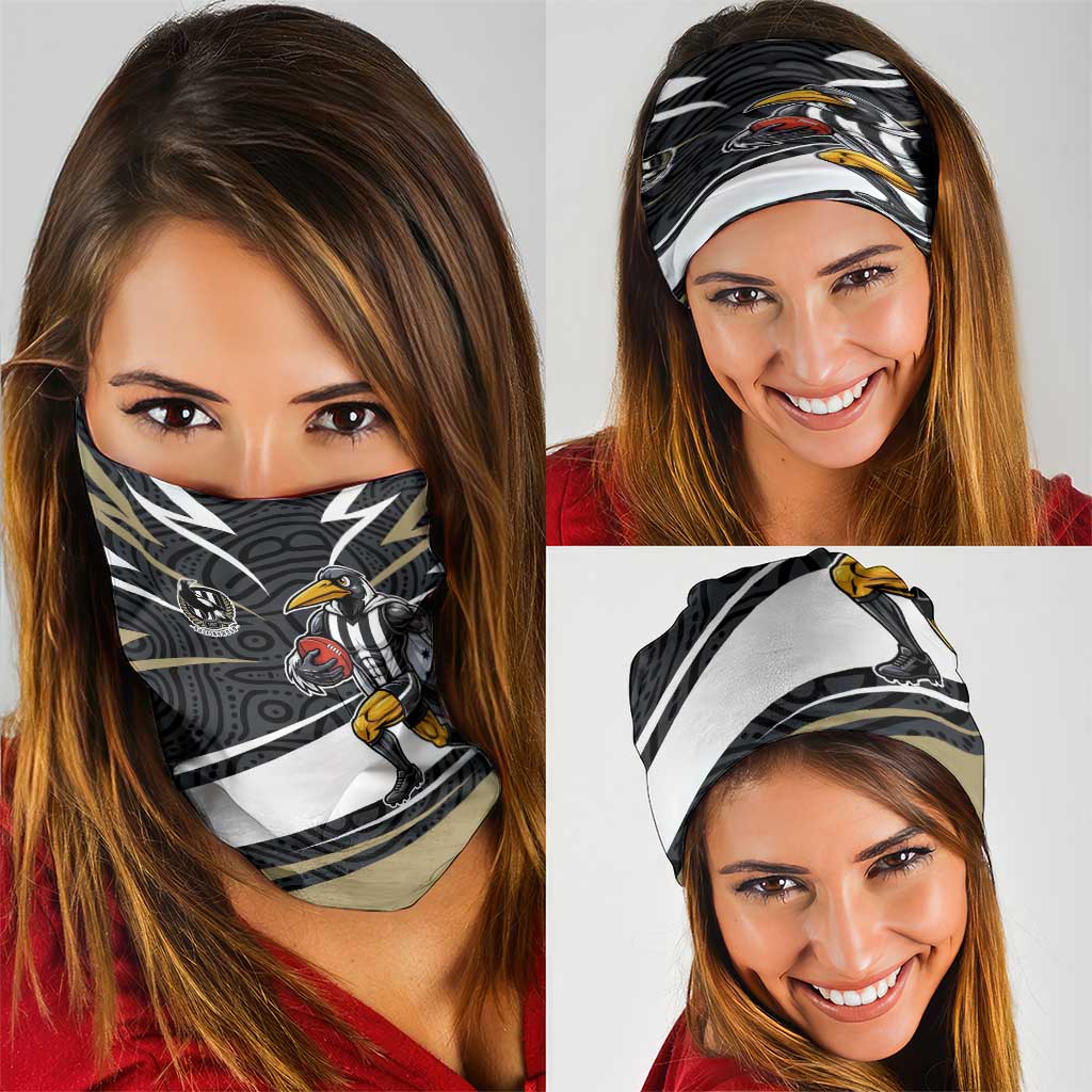 Collingwood Magpies Australian Football Neck Gaiter Iconic Bird Mascot With Indigenous Pattern Art