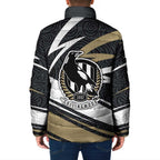 Collingwood Magpies Australian Football Padded Jacket Iconic Bird Mascot With Indigenous Pattern Art