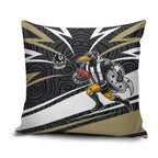 Collingwood Magpies Australian Football Pillow Cover Iconic Bird Mascot With Indigenous Pattern Art