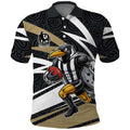 Collingwood Magpies Australian Football Polo Shirt Iconic Bird Mascot With Indigenous Pattern Art