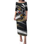 Collingwood Magpies Australian Football Puletasi Iconic Bird Mascot With Indigenous Pattern Art