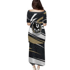 Collingwood Magpies Australian Football Puletasi Iconic Bird Mascot With Indigenous Pattern Art