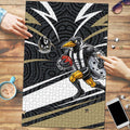 Collingwood Magpies Australian Football Puzzle Iconic Bird Mascot With Indigenous Pattern Art