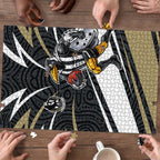 Collingwood Magpies Australian Football Puzzle Iconic Bird Mascot With Indigenous Pattern Art