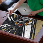 Collingwood Magpies Australian Football Puzzle Iconic Bird Mascot With Indigenous Pattern Art