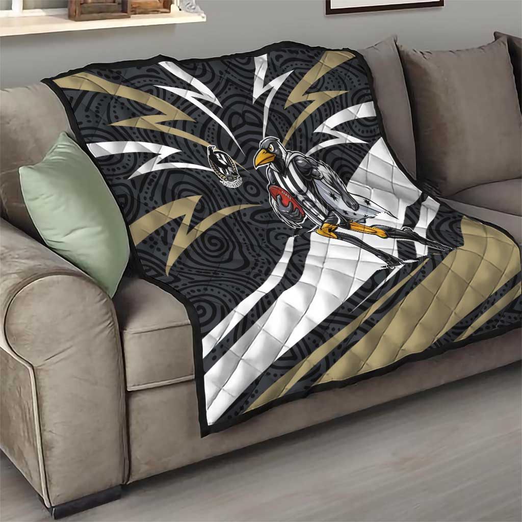 Collingwood Magpies Australian Football Quilt Iconic Bird Mascot With Indigenous Pattern Art