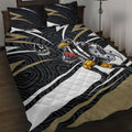 Collingwood Magpies Australian Football Quilt Bed Set Iconic Bird Mascot With Indigenous Pattern Art