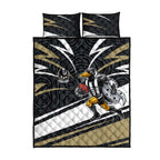 Collingwood Magpies Australian Football Quilt Bed Set Iconic Bird Mascot With Indigenous Pattern Art