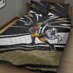 Collingwood Magpies Australian Football Quilt Bed Set Iconic Bird Mascot With Indigenous Pattern Art