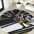 Collingwood Magpies Australian Football Round Carpet Iconic Bird Mascot With Indigenous Pattern Art