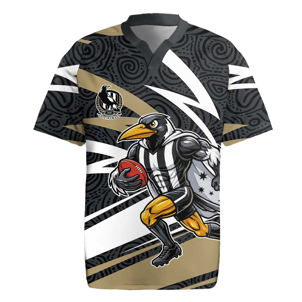 Collingwood Magpies Australian Football Rugby Jersey Iconic Bird Mascot With Indigenous Pattern Art