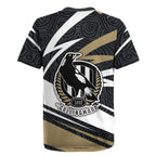 Collingwood Magpies Australian Football Rugby Jersey Iconic Bird Mascot With Indigenous Pattern Art
