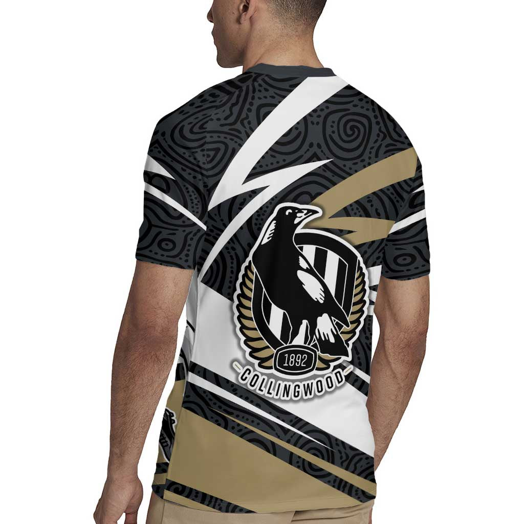 Collingwood Magpies Australian Football Rugby Jersey Iconic Bird Mascot With Indigenous Pattern Art