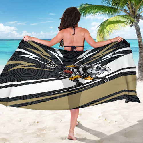 Collingwood Magpies Australian Football Sarong Iconic Bird Mascot With Indigenous Pattern Art