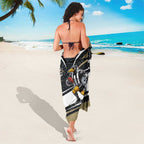 Collingwood Magpies Australian Football Sarong Iconic Bird Mascot With Indigenous Pattern Art