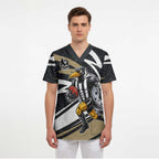 Collingwood Magpies Australian Football Scrub Top Iconic Bird Mascot With Indigenous Pattern Art