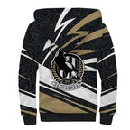 Collingwood Magpies Australian Football Sherpa Hoodie Iconic Bird Mascot With Indigenous Pattern Art