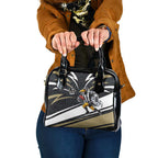 Collingwood Magpies Australian Football Shoulder Handbag Iconic Bird Mascot With Indigenous Pattern Art