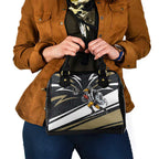 Collingwood Magpies Australian Football Shoulder Handbag Iconic Bird Mascot With Indigenous Pattern Art