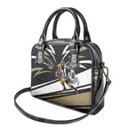 Collingwood Magpies Australian Football Shoulder Handbag Iconic Bird Mascot With Indigenous Pattern Art