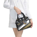 Collingwood Magpies Australian Football Shoulder Handbag Iconic Bird Mascot With Indigenous Pattern Art