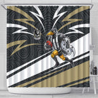 Collingwood Magpies Australian Football Shower Curtain Iconic Bird Mascot With Indigenous Pattern Art