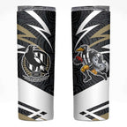 Collingwood Magpies Australian Football Skinny Tumbler Iconic Bird Mascot With Indigenous Pattern Art