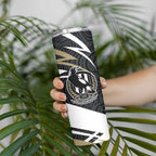 Collingwood Magpies Australian Football Skinny Tumbler Iconic Bird Mascot With Indigenous Pattern Art