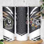 Collingwood Magpies Australian Football Skinny Tumbler Iconic Bird Mascot With Indigenous Pattern Art