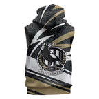 Collingwood Magpies Australian Football Sleeveless Zip Hoodie Iconic Bird Mascot With Indigenous Pattern Art