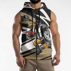 Collingwood Magpies Australian Football Sleeveless Zip Hoodie Iconic Bird Mascot With Indigenous Pattern Art